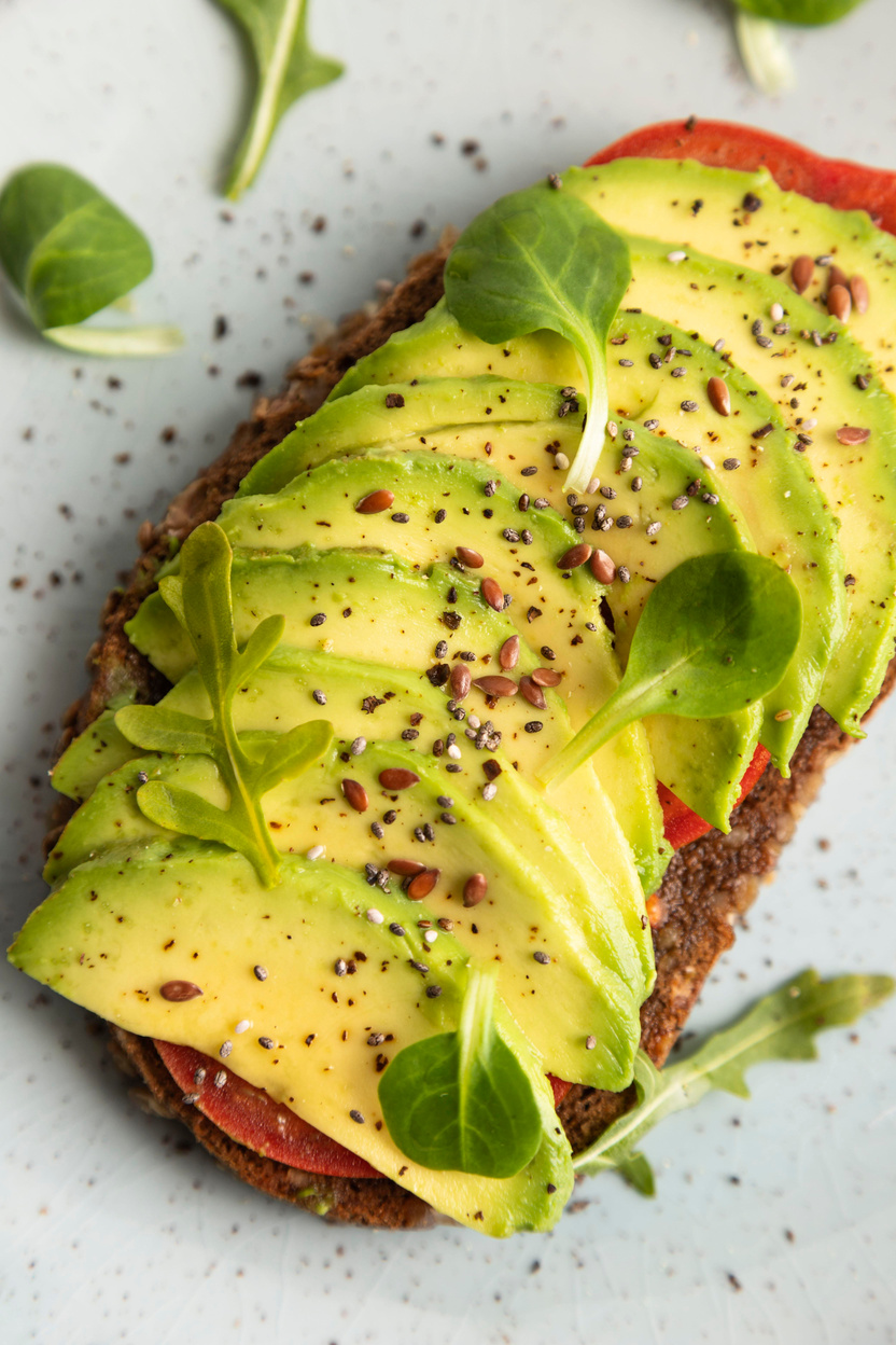 close up avocado toast plate